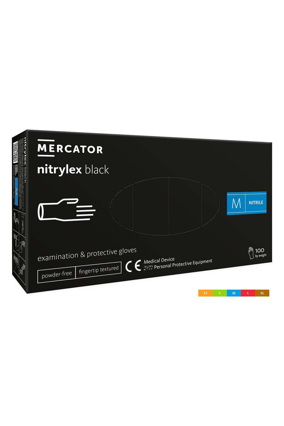 Mercator MANUSI MEDICALE DIN NITRIL FARA PUDRA PREMIUM NEGRU , MARIMEA M 100BUC