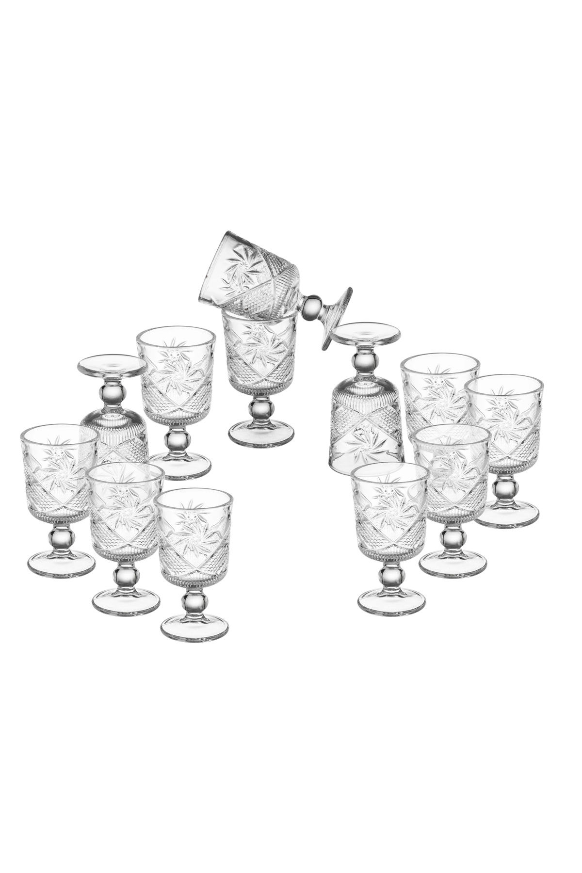 Dania-Set of 12 glass cups with base for juice and for all occasions and receptions Capacity 65 mm 1
