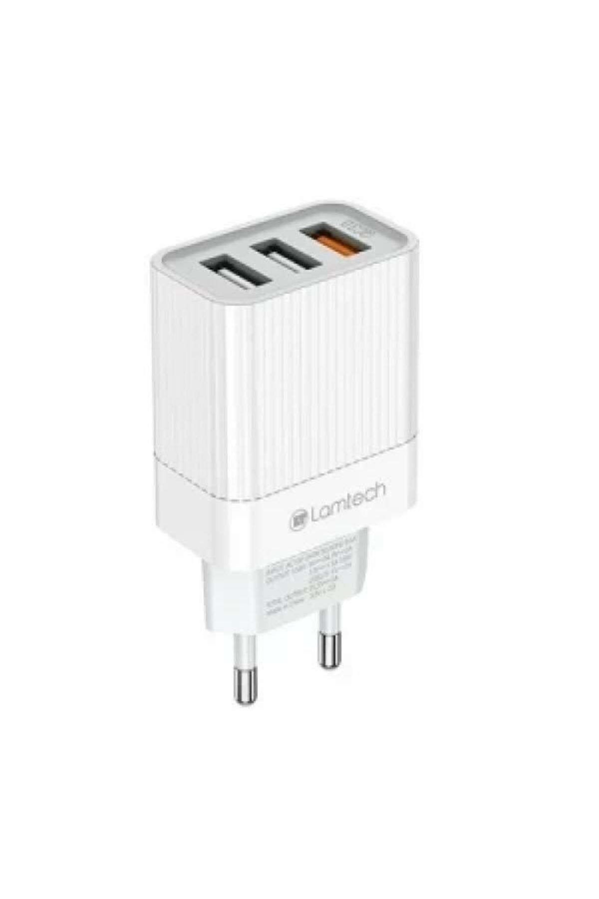 Lamtech-Network Charger, 1xUSB QC3.0, 2xUSB 3A, White 1