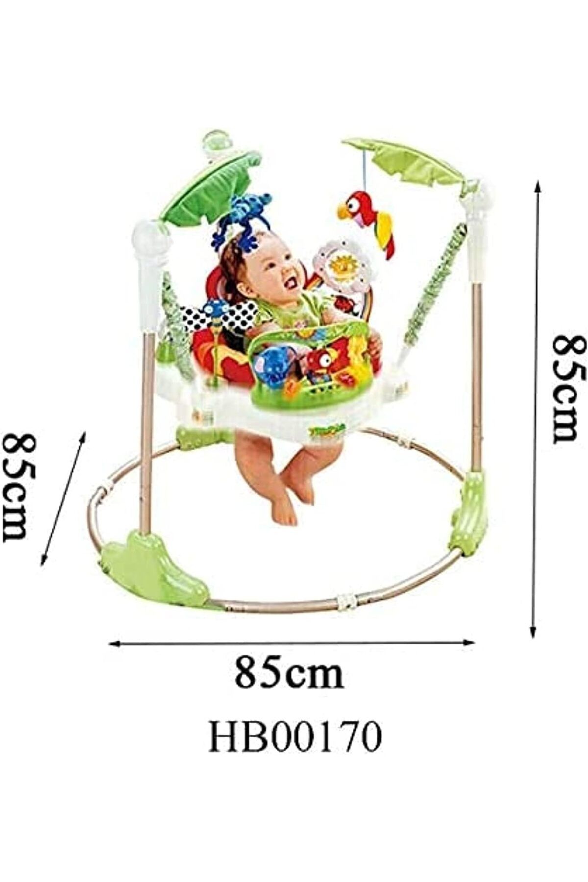 rexa-Baby Jumperoo Musical Frog Bouncer for multi-sensory fun with a rotating seat for all-round vision and engaging toys 3