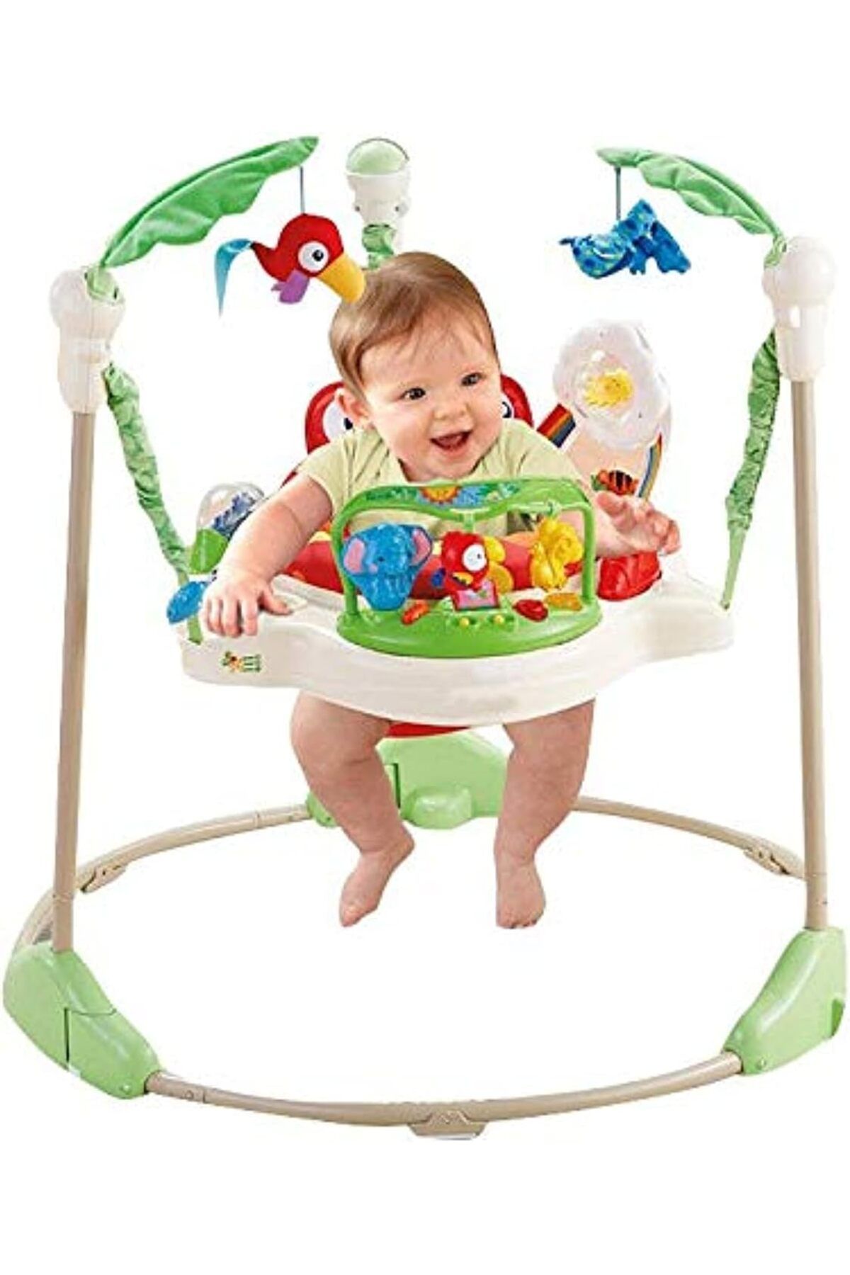 rexa-Baby Jumperoo Musical Frog Bouncer for multi-sensory fun with a rotating seat for all-round vision and engaging toys 1