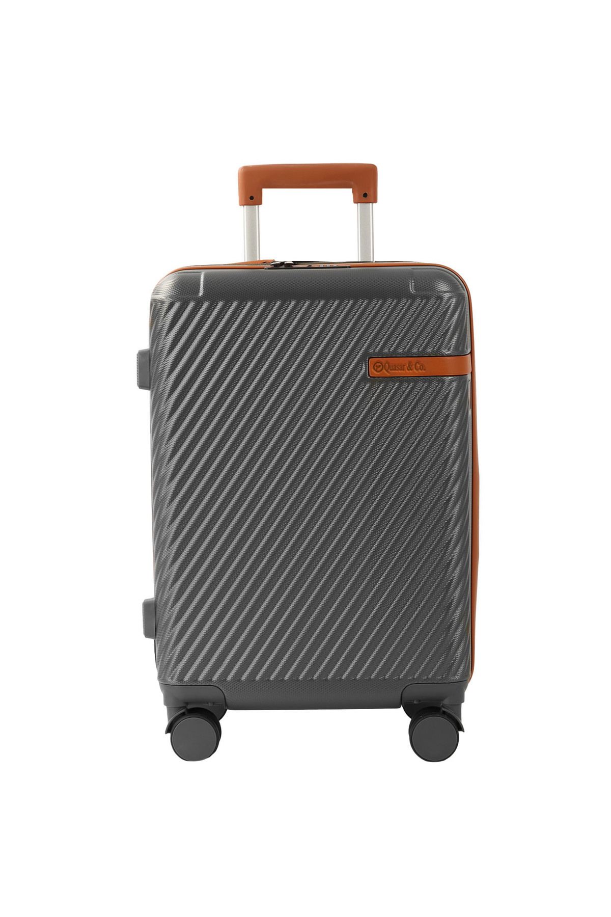 Quasar & Co.-Large trolley 74x48x30cm, checked luggage, suitcase with lock, suitcase with 4 double wheels 360°, ABS, gray 1