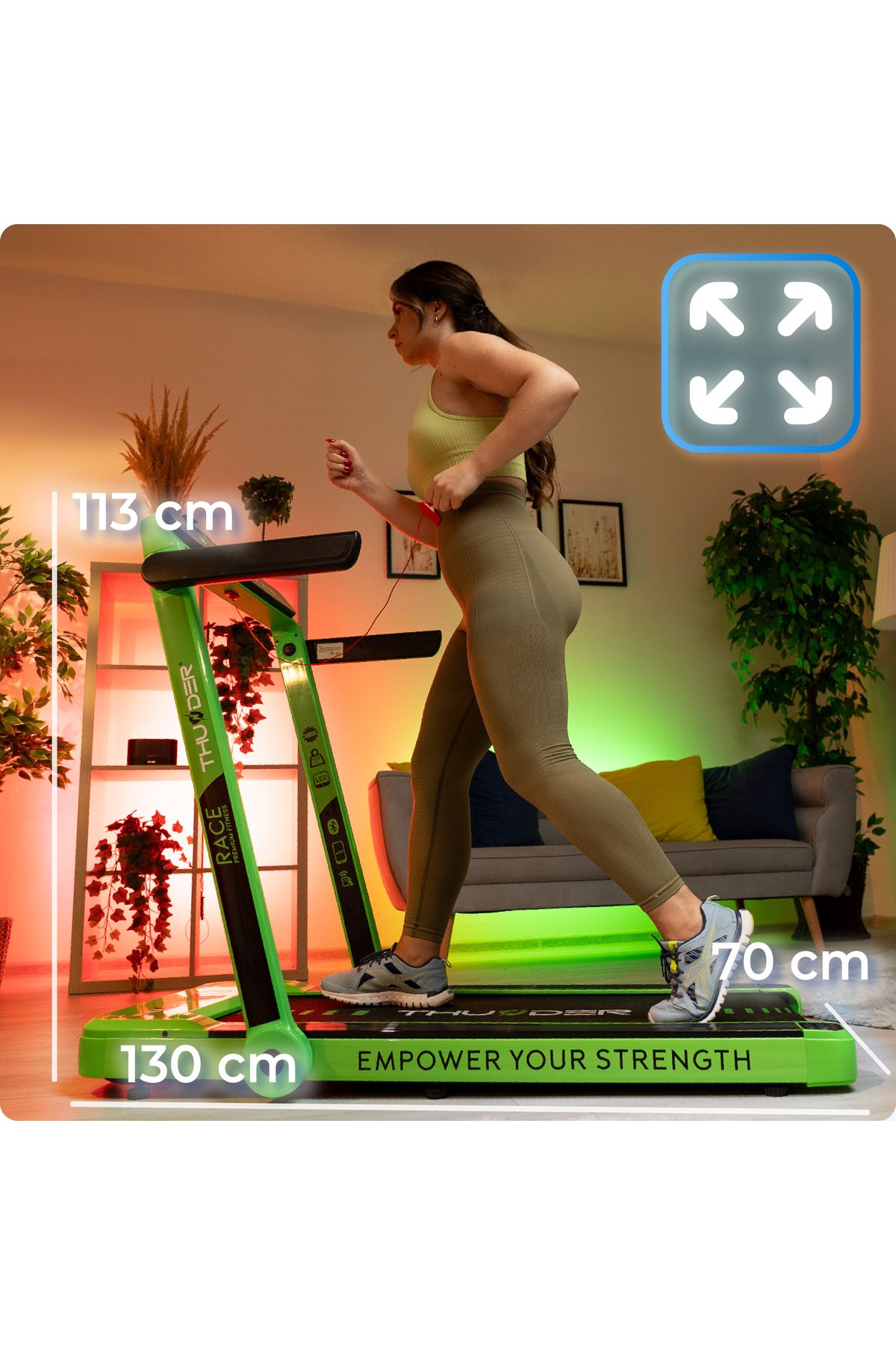 Thunder-Electric treadmill, Race-Green, Maximum speed 14km/h, maximum supported 130kg 2