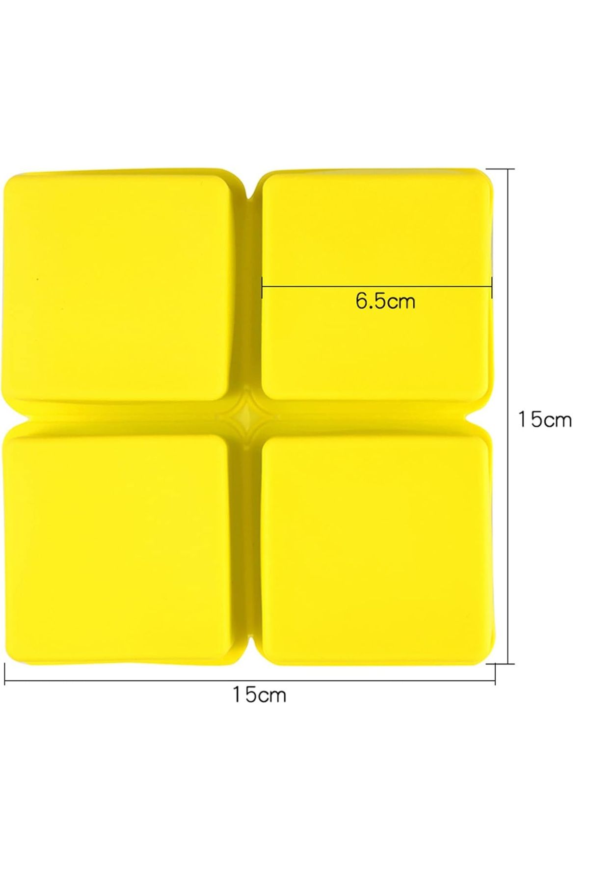 awwaline-Set 4 silicone molds, awwaline, square, yellow, ideal for cupcakes, cakes, eggs, DIY projects, wax, 4