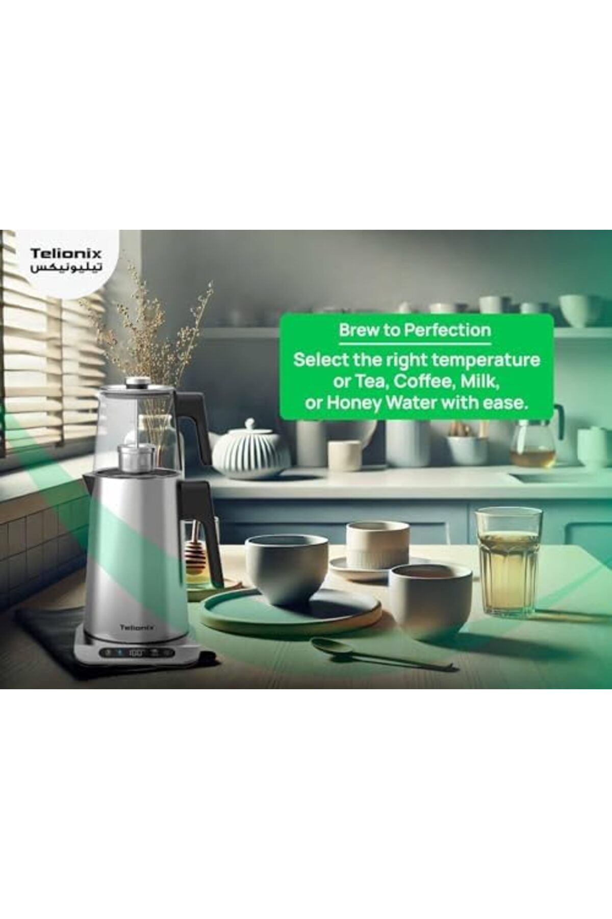 TELIONIX-Smart Tea Maker, Electric Kettle with 1.7+1L Capacity, Variable Temperature Control, Keep W 3