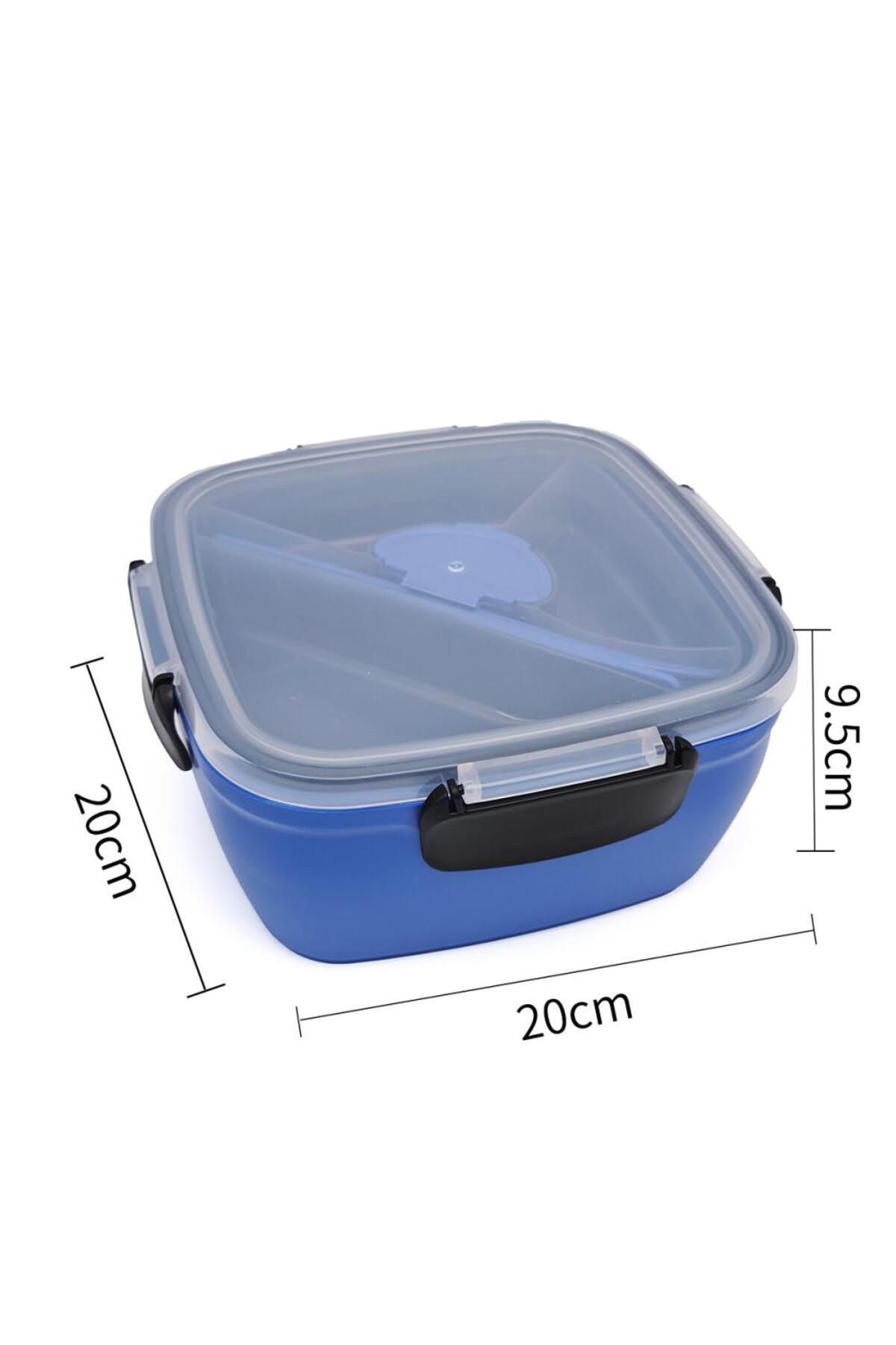 DNS-Caserola bento pentru copii, patrata, compartimente mari, 1570 ml albastru HSD6522 1