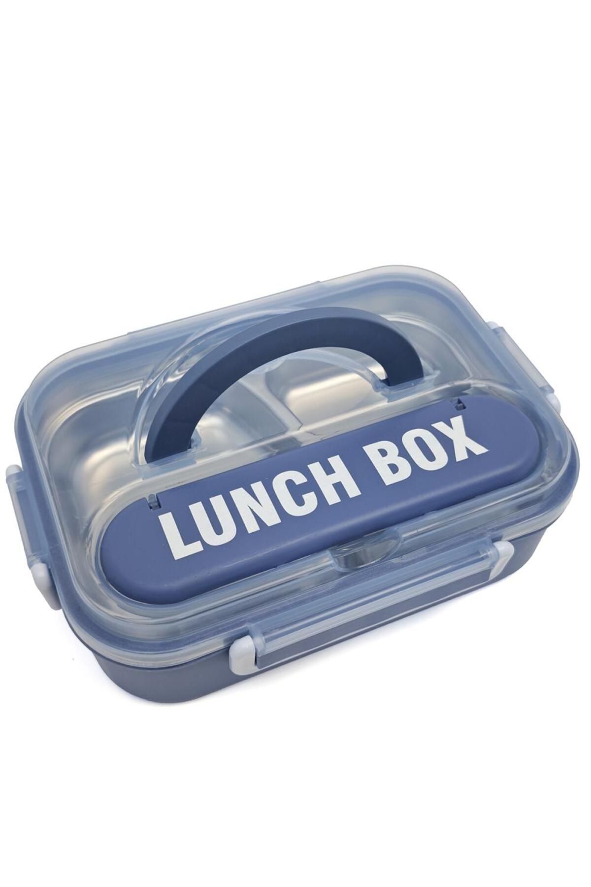 DNS-Cutie pentru pachet copii, inox, 3 compartimente, capac transparent, 800 ml, albastru HM5861 6