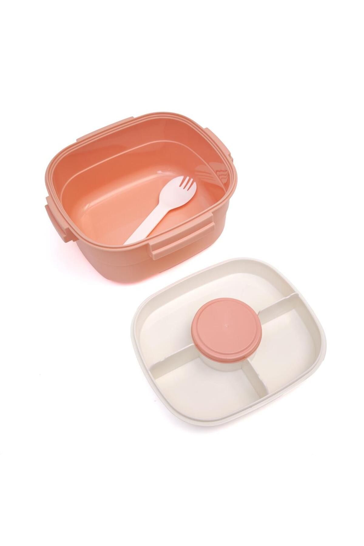 DNS-Children's bento box, transparent lid, 2 layers, compartment, 1600 ml, pink 6268 6