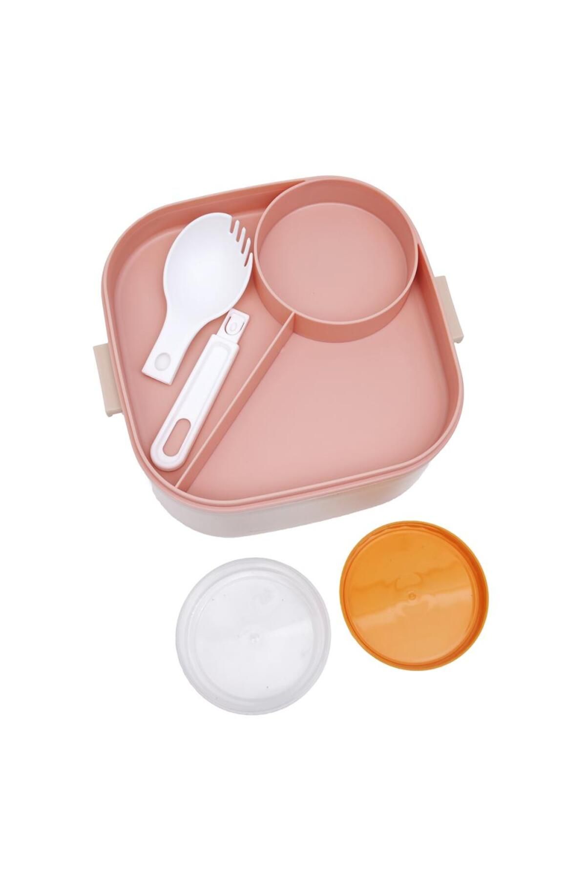 DNS-Square bento box with inner sauce bowl, 850 ml, pink WX8819 4