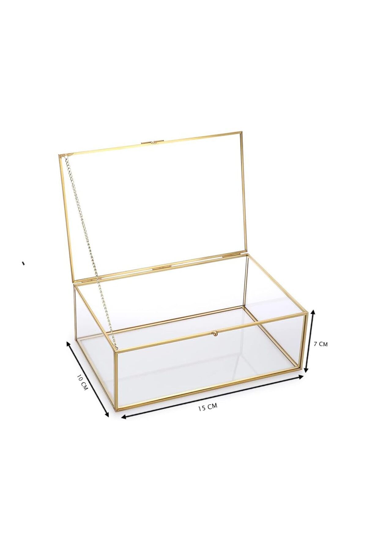 Lamsit Ibdaa-Glass Keepsake Box, Rectangle, Gold, Small (15x10x7 cm) 2
