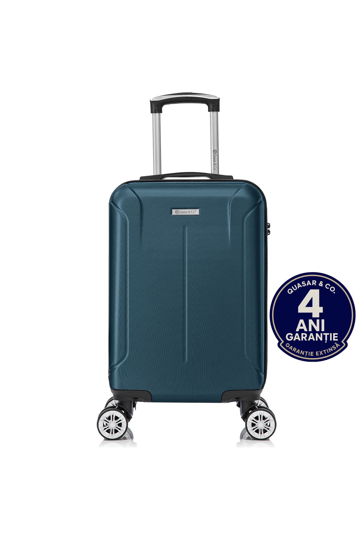 Quasar & Co. Troler Cabina 55x37x20cm,bagaj Mana, Troller Cifru,geamantan 4 Roti,valizaabs,smart,albastru Petrol Unisex - Small (Carry-on) Size