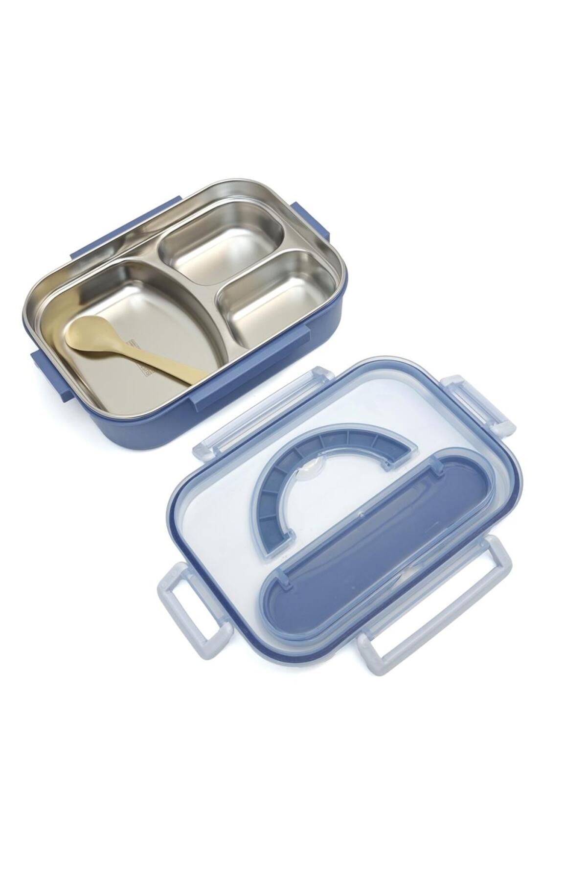 DNS-Cutie pentru pachet copii, inox, 3 compartimente, capac transparent, 800 ml, albastru HM5861 7