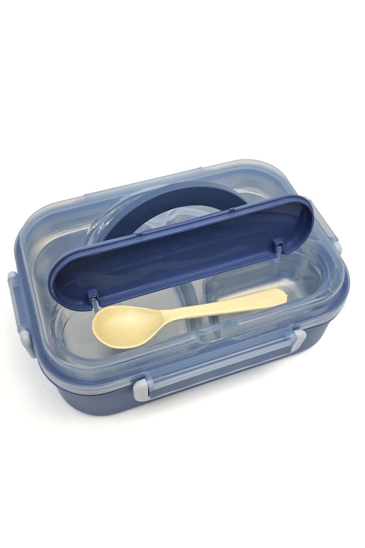 DNS-Cutie pentru pachet copii, inox, 3 compartimente, capac transparent, 800 ml, albastru HM5861 3