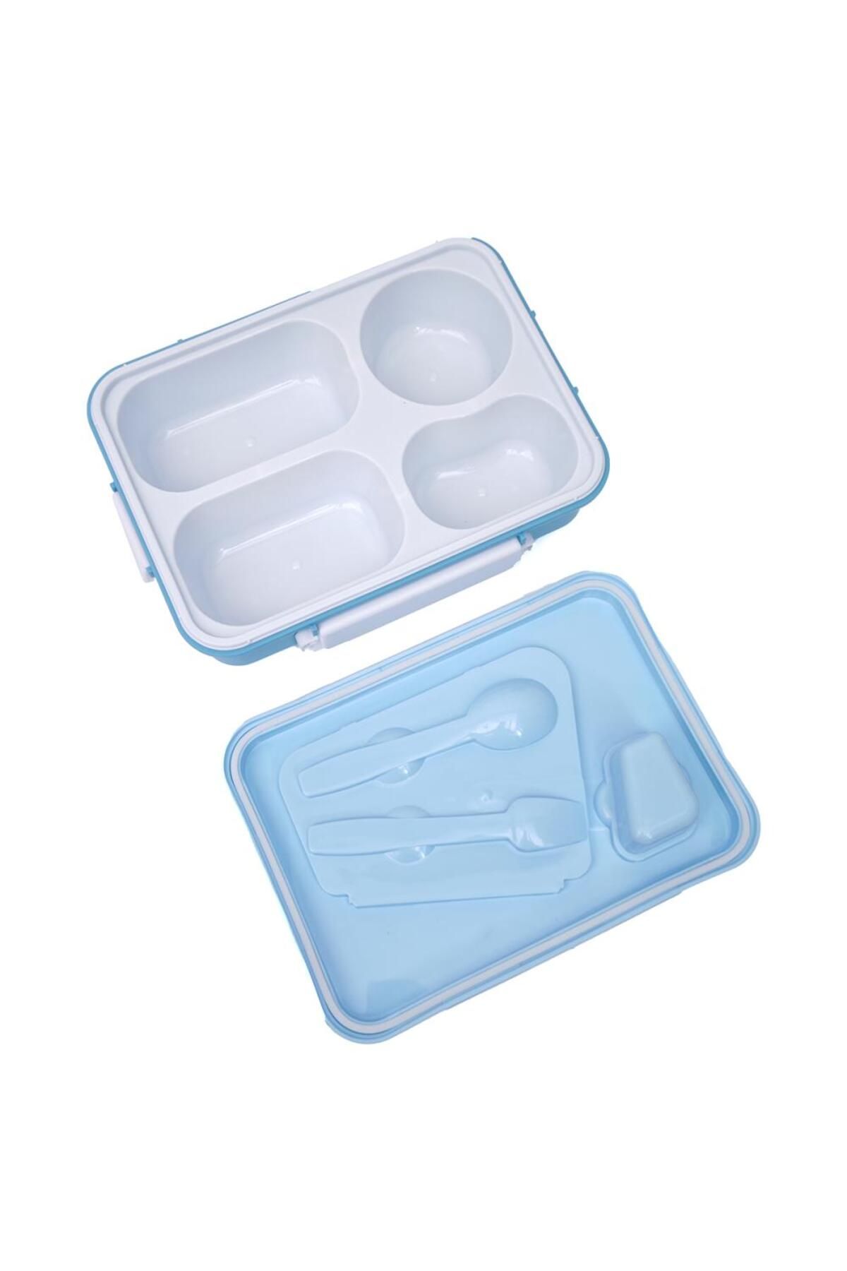 DNS-Caserola mare compartimentata pentru pranz copii, capac flip, 1100 ml, albastru YSY3026-1 4