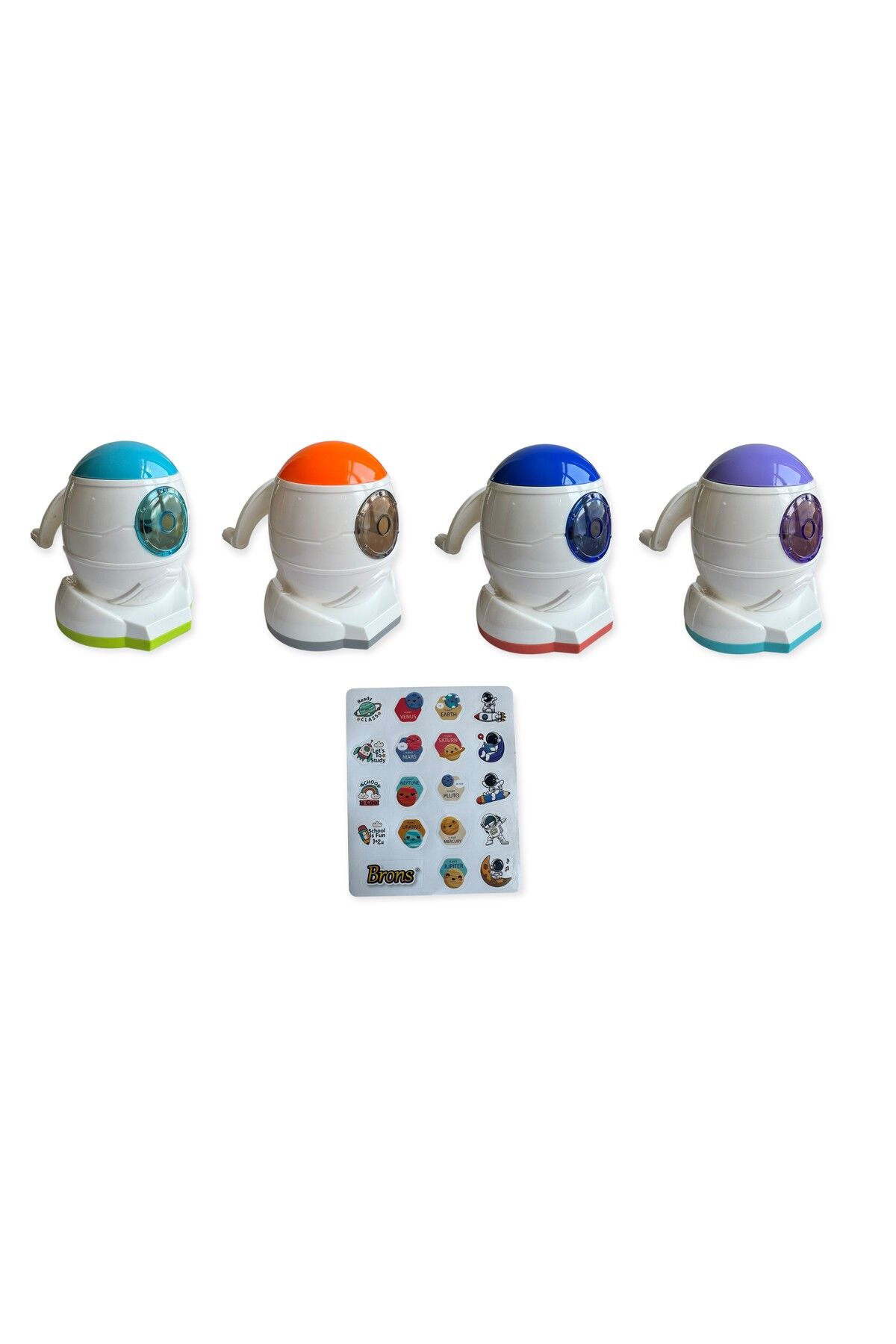 Polin-Cute Ufo Design Table Top Pencil Sharpener with Arms, 4 Different Color Options, Sticker Gift 2
