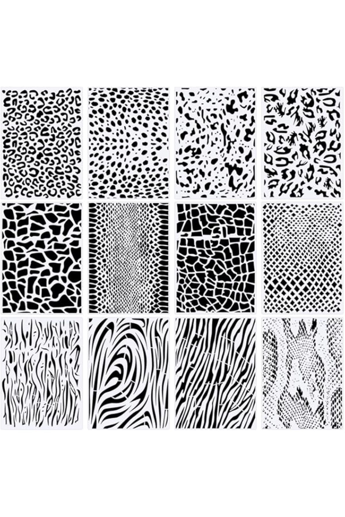 Generic-Zonon 12 Pieces Leopard Stencils Animal Print Stencils Snakeskin Stencil Cheetah Print Stencils Reu 1