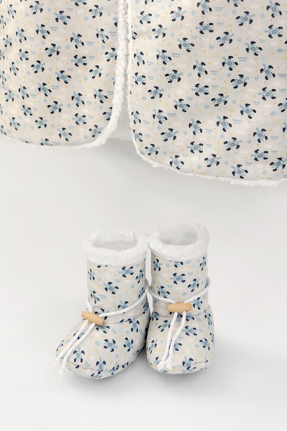 HAMUR-Unisex Vest and Booties Set Set of 2 Double Sided Buttoned Newborn Cotton Sheep Feather Moi 3