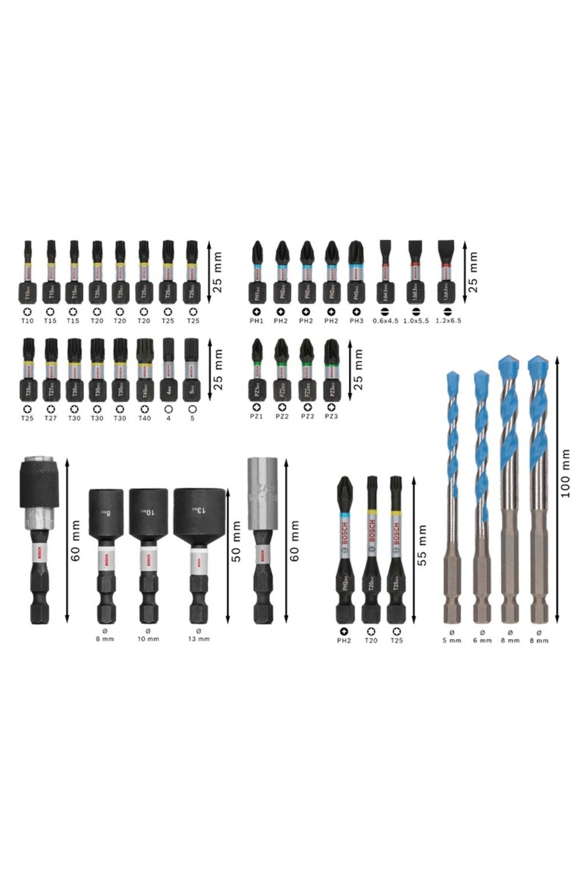 Bosch-- Impact, socket and multi-material drill bit set, 40 pieces [2608521U85] 5