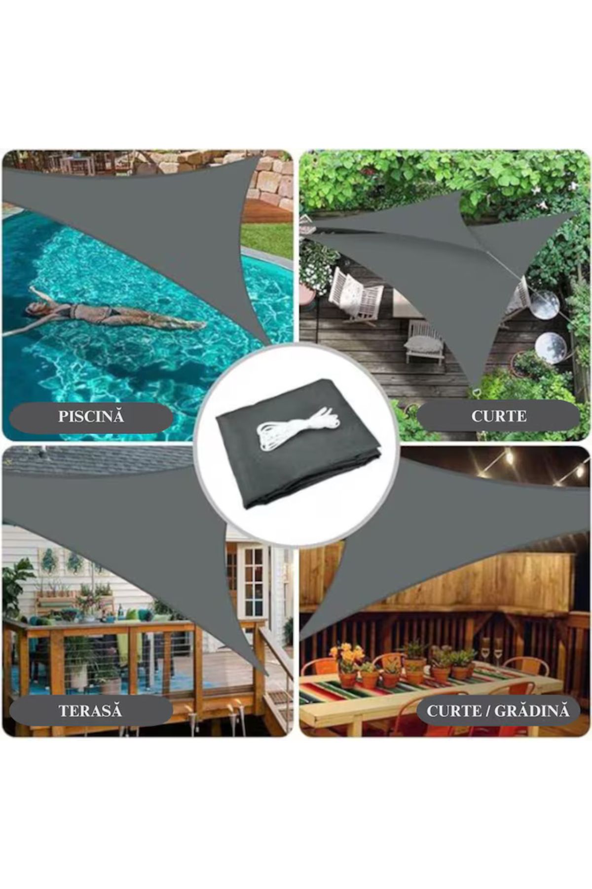 varioshop-VarioShop® triangular sun canopy/awning, waterproof, with UV protection, for the garden, 5