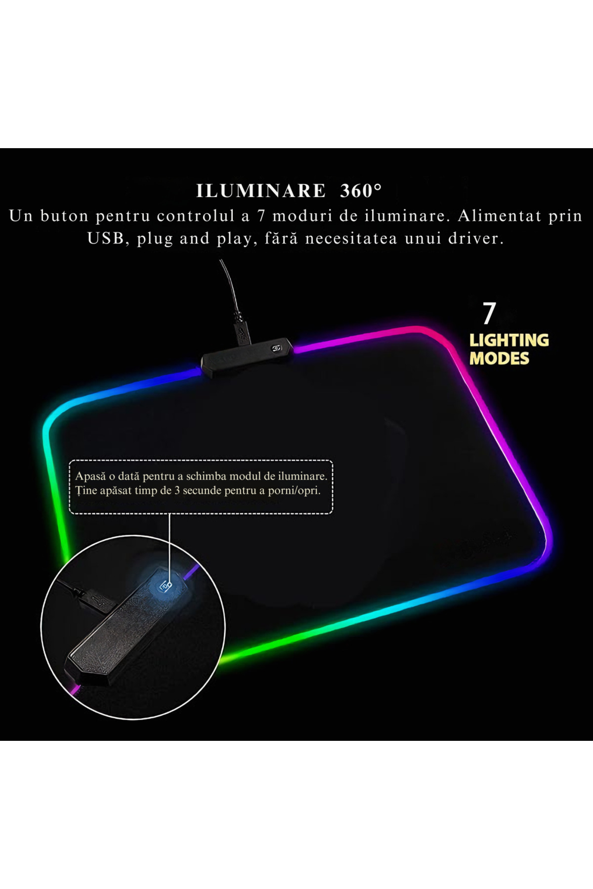 varioshop-VarioShop® gaming mousepad with LED lighting, Made of flexible, non-stick material and 7