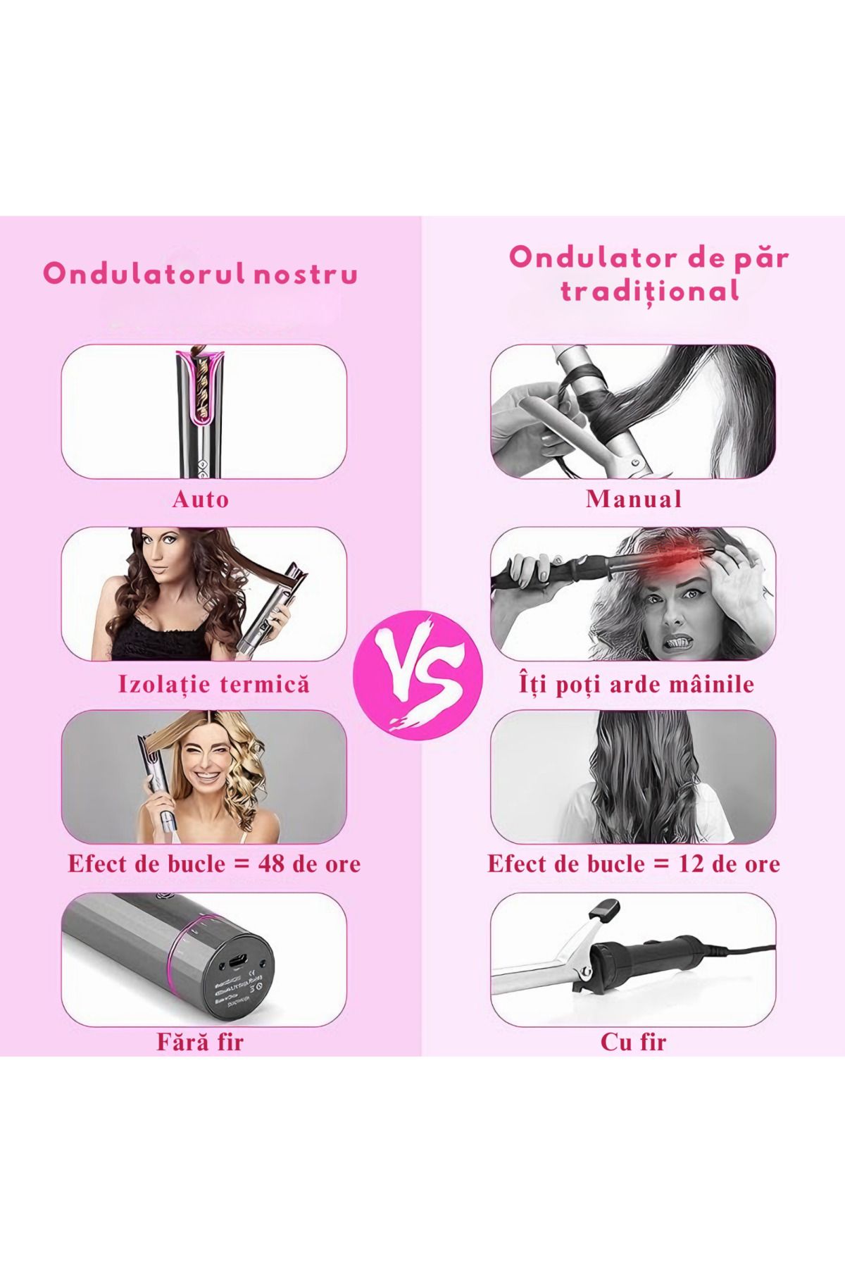 varioshop-VarioShop® Automatic Curling Iron, for loose, natural and fast curls, 4 speed settings, choice 8