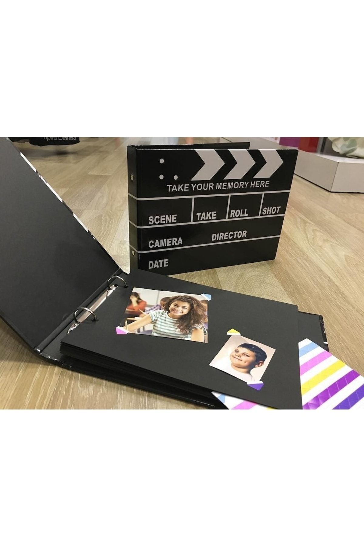 CHANCE GİFT Film Klaketi Albümü Anı Defteri Kendin Yap Albüm Düğün Yeni Doğan Özel Siyah Sayfalı Hatıra Albümü fotoğrafı 4 (önizleme)