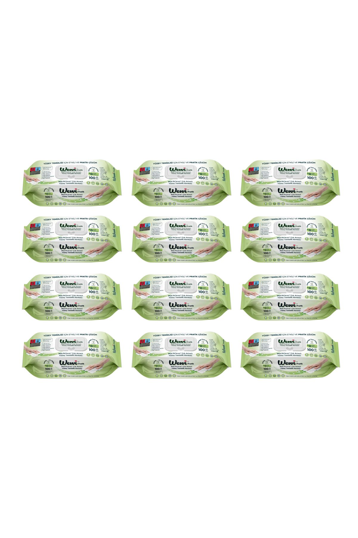Wewi-– Wet wipes with bleach additive for surfaces, 100 pcs x 12 packs 1