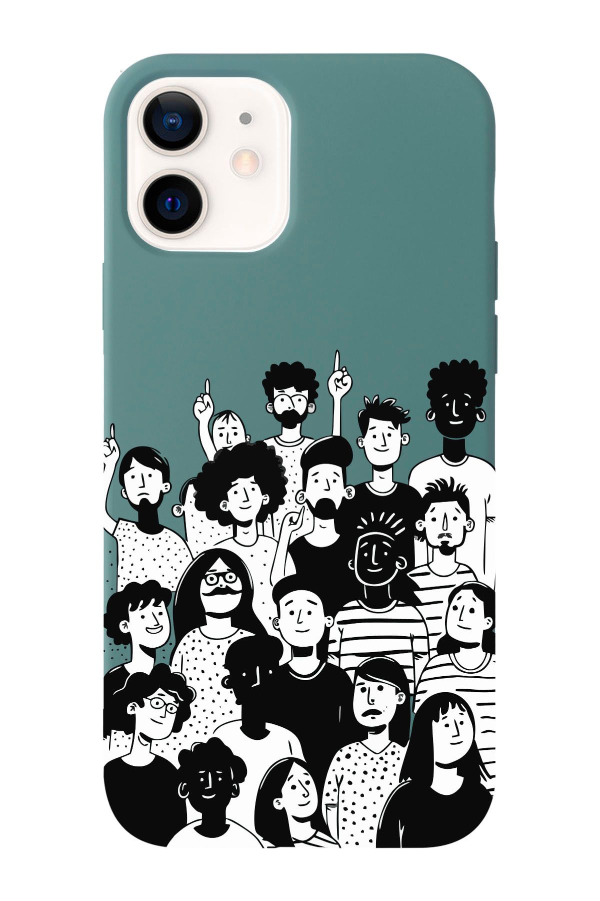 shoptocase-iPhone 12/12Pro Compatible Community Spirit Patterned Suede Inside Launch Protective Phone Case 1