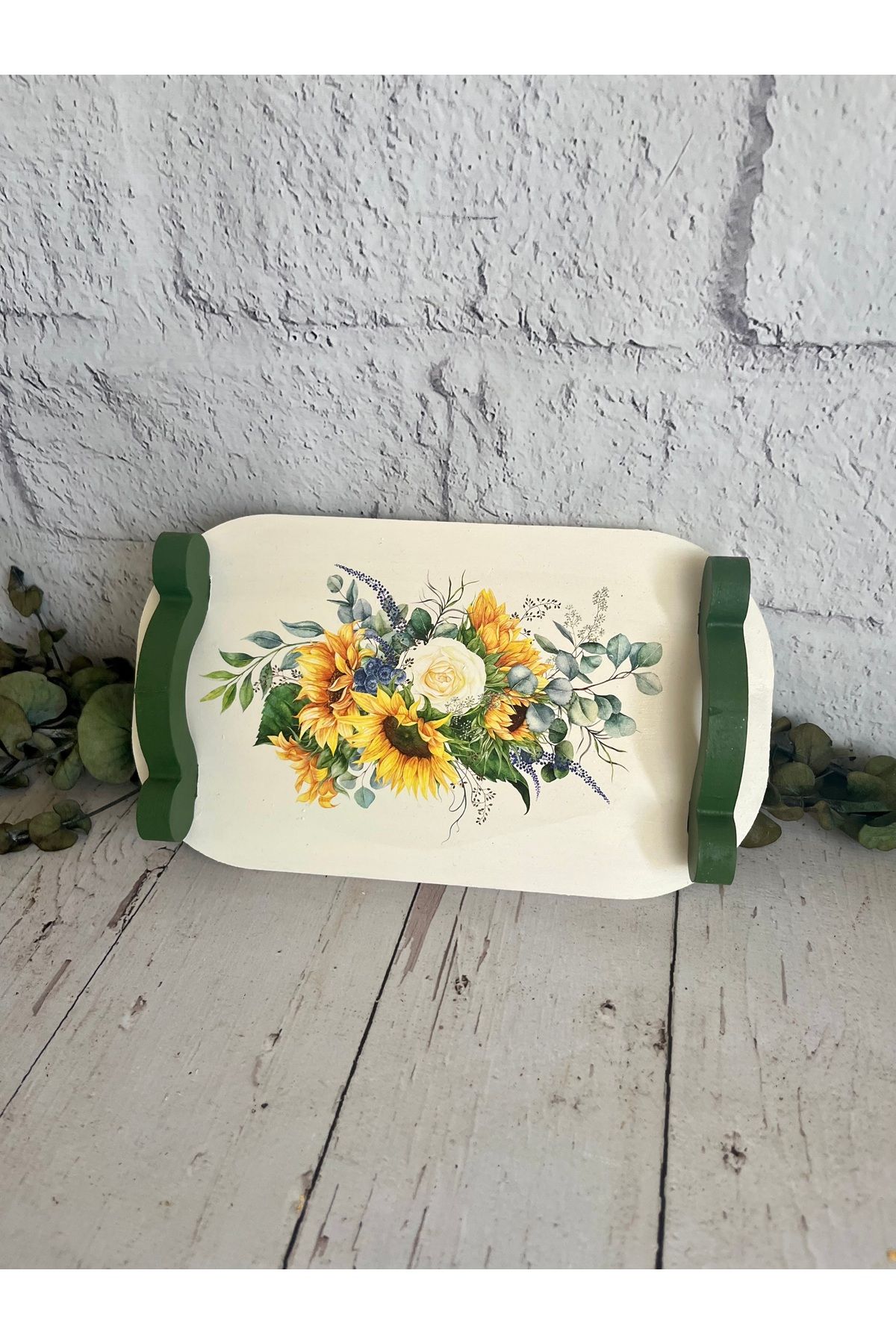 Bypinaryuksel-Flower Patterned Mini Presentation Holder with Handle, Tray 2