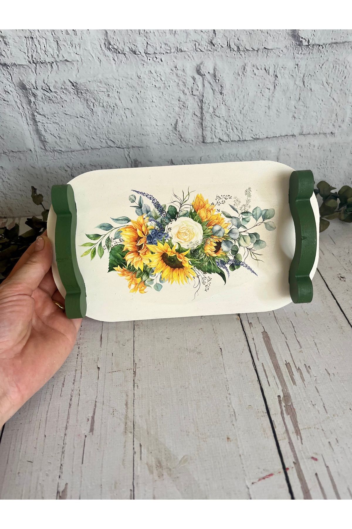 Bypinaryuksel-Flower Patterned Mini Presentation Holder with Handle, Tray 3