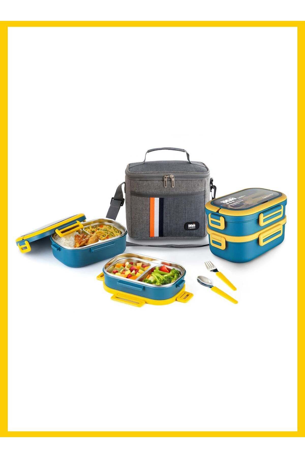 YAH Creation-YAH Premium Stainless Steel Bento Lunch Box with Lunch Bag, 2-Layer Leakproof Food Container (1.65L) 1