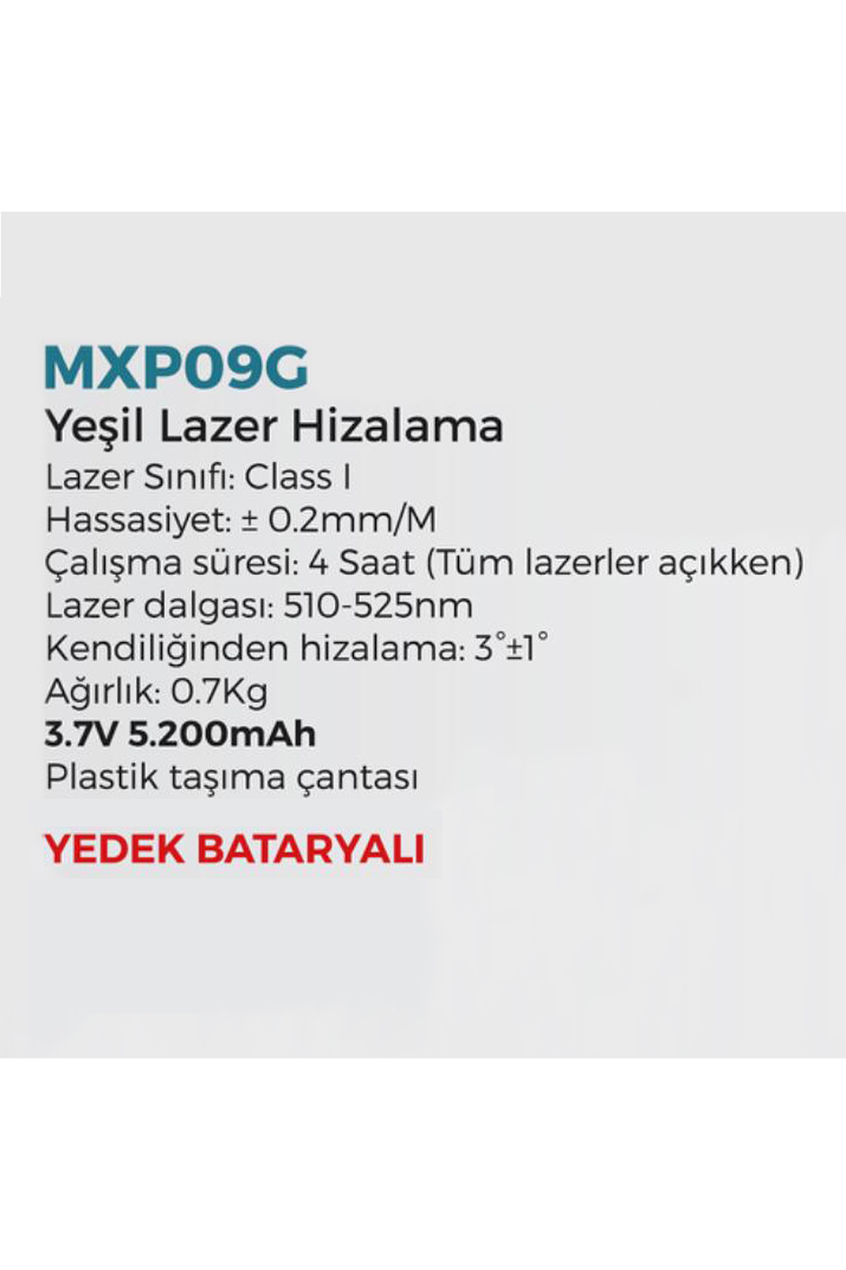 Max Extra MXP09G Lazer Hizalama Cihazı 3.7V 5200mAh Taşıma Çantalı
