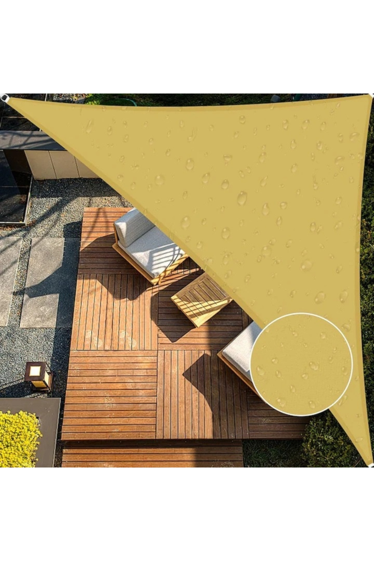 varioshop-Waterproof sun canopy 3 x 3 x 3 cm VarioShop®, triangular canopy, with hooks 4