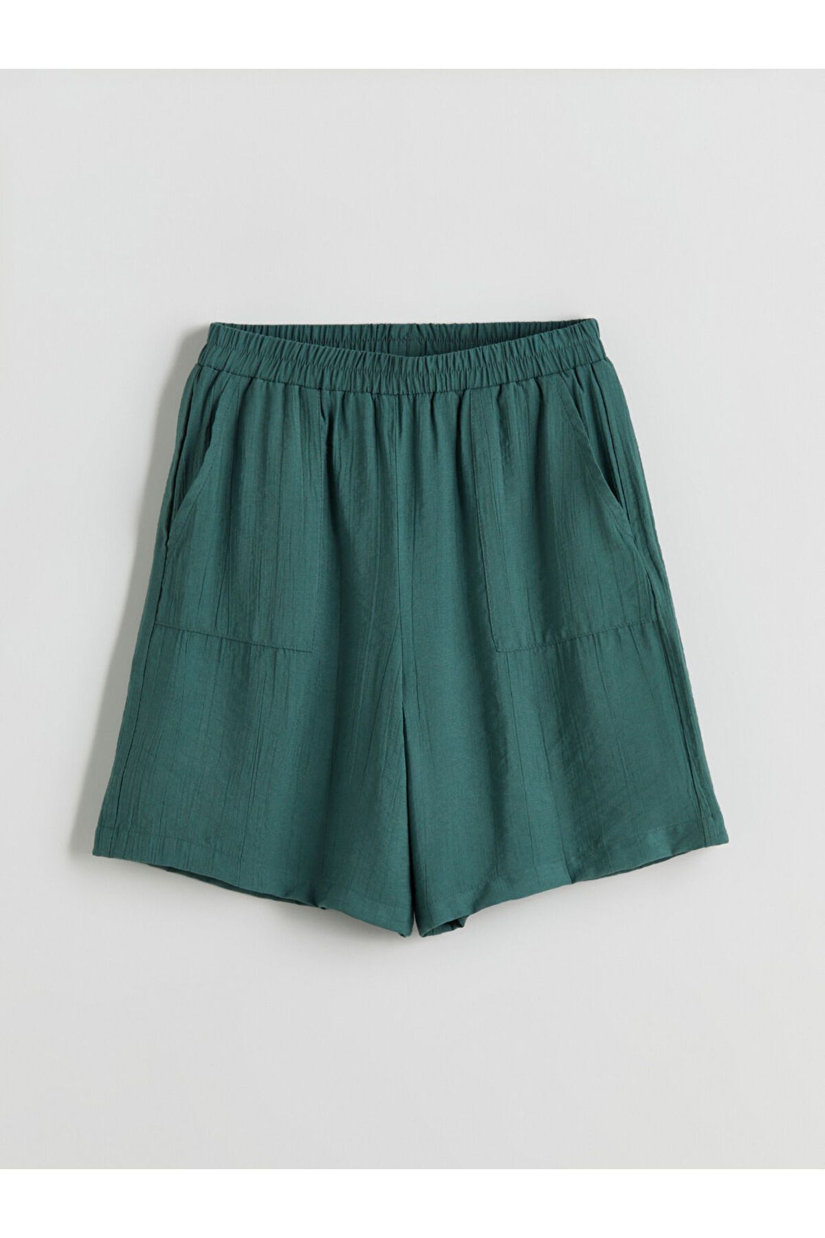 LC Waikiki-Sparkling Selections from Shining Store |   Green Textured Women's Shorts with Elastic Waist 5