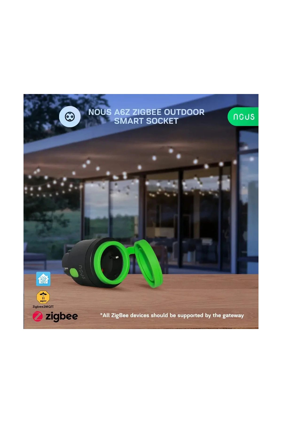Nous-Set of 2 Smart WiFi outdoor sockets A6Z, 16A - ZigBee 3.0, Energy monitoring, IP44 3