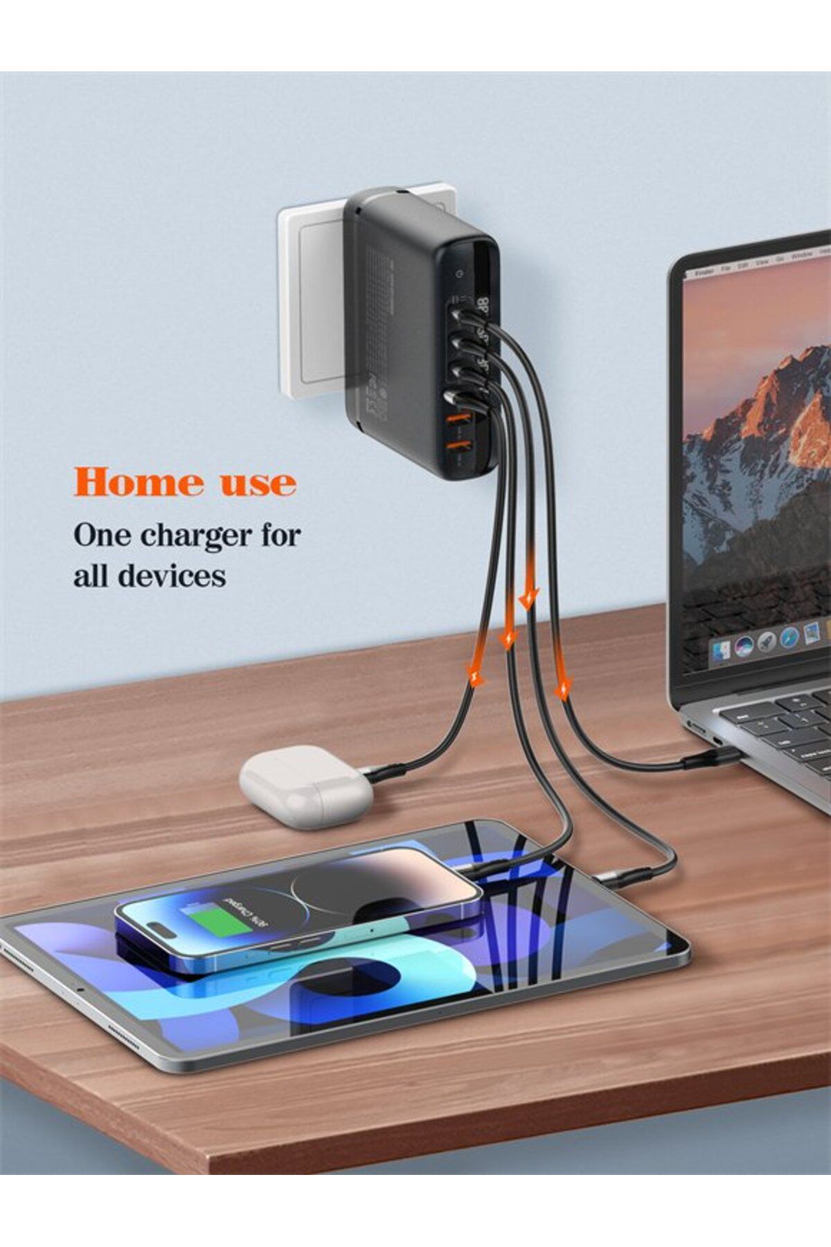 LDNIO-Incarcator Retea 140W GaN LINDO A6140C, Incarcare rapida, 3xUSB-A, 3XUSB-C, Compatibil EU UK US 2