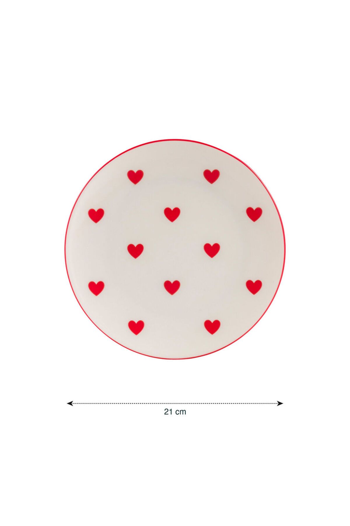 LC Waikiki-Sparkling Selections from Shining Store |   Red Heart Patterned Cake Plate 21 cm 4