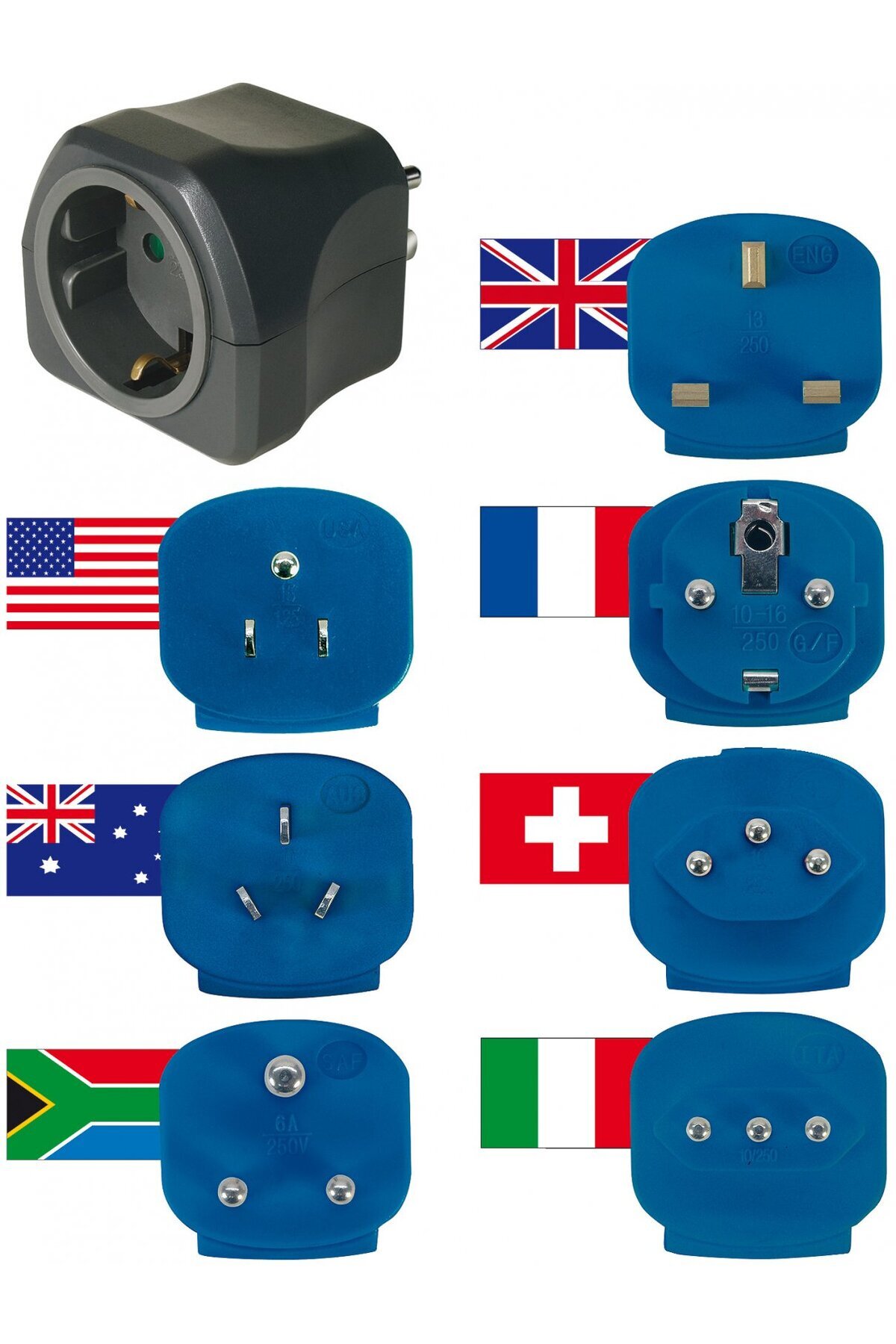 Brennenstuhl-7 in 1 Socket Adapter Set, Universal over 150 countries 1