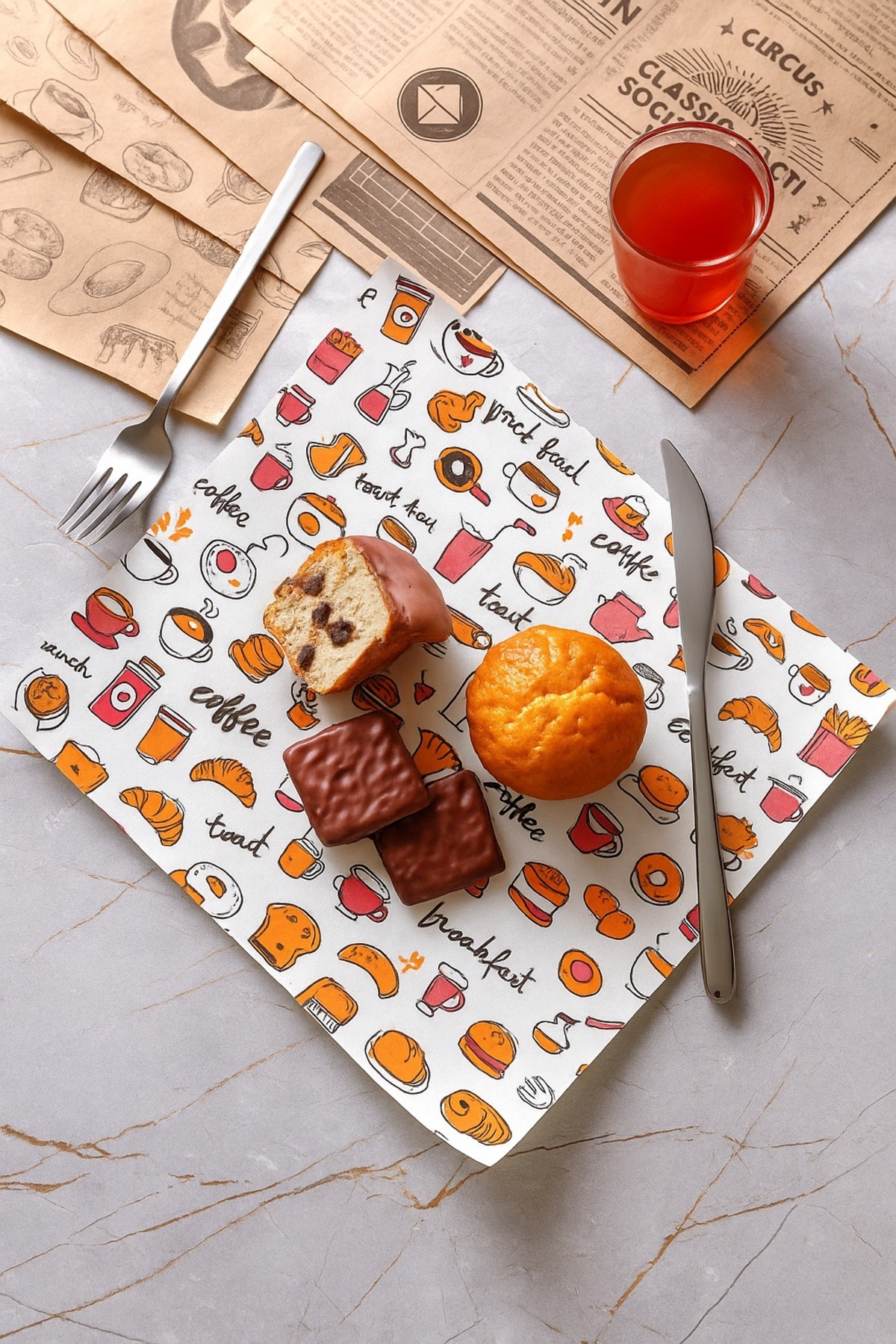 Dekals Model-3 Beyaz Sunum Kağıdı 40 Adet Çocuk ve Aile Kahvaltıları İçin Özel Tasarım Servis Kağıdı