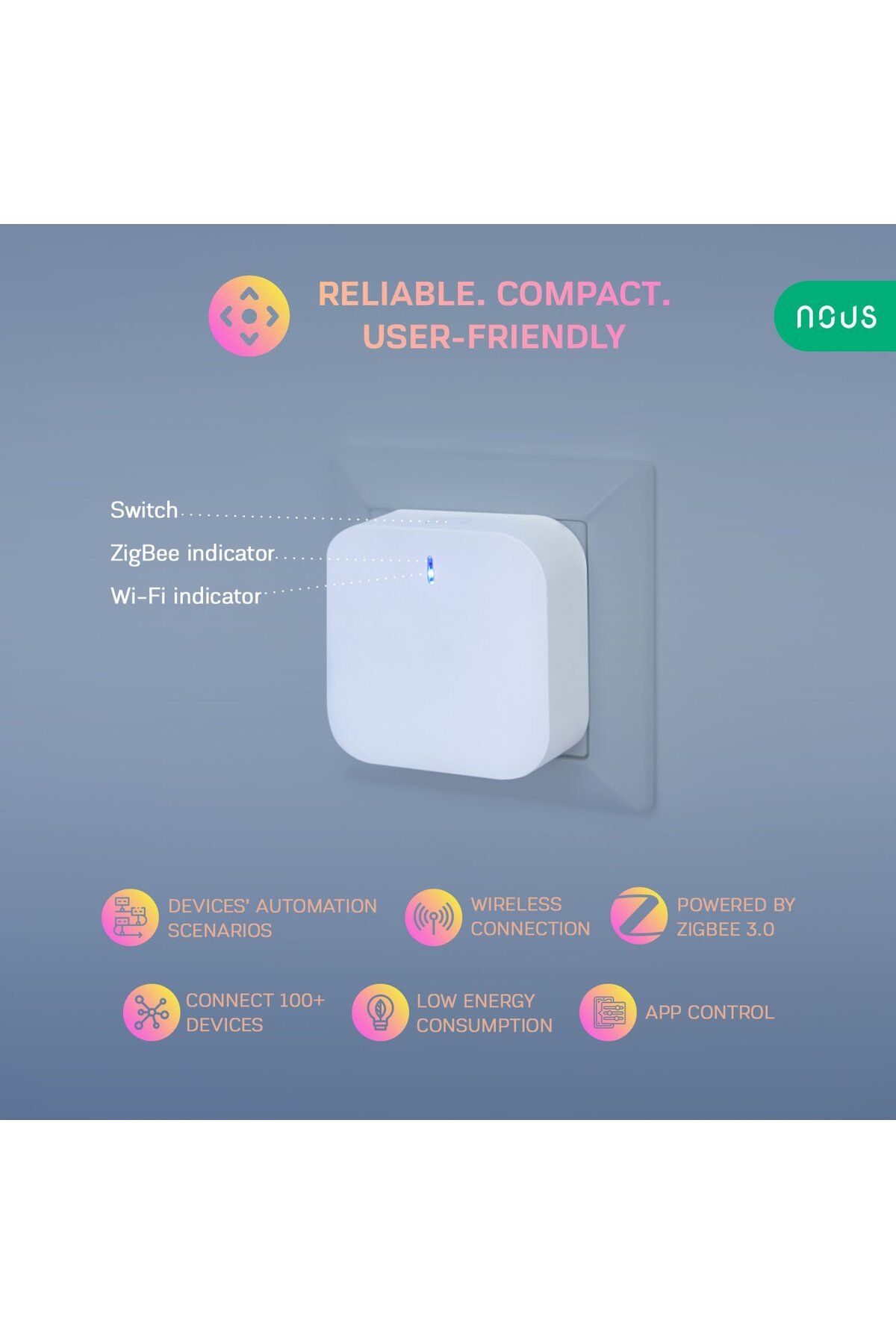 Nous-Smart Hub Gateway E1, WiFi, ZigBee 2
