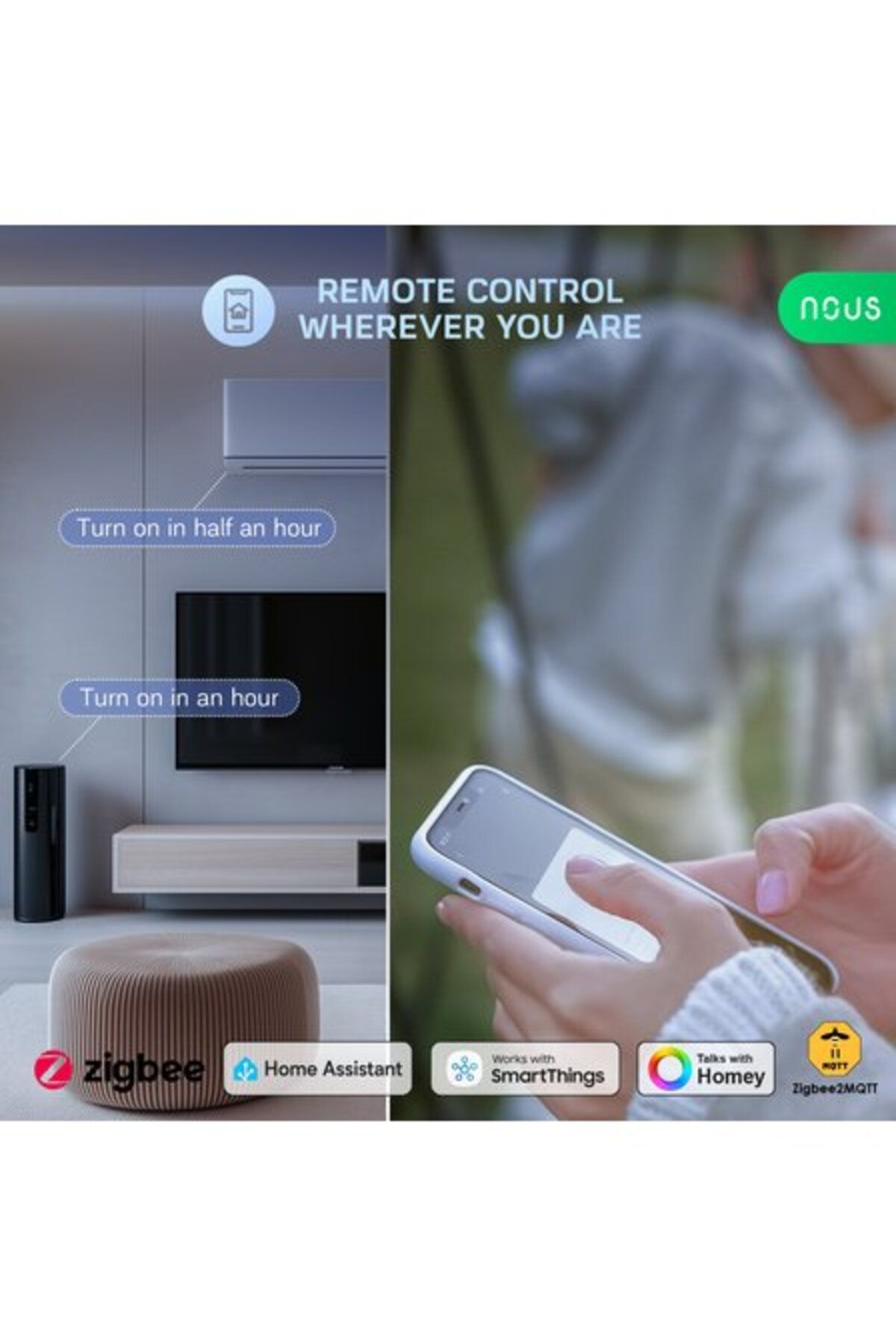 Nous-Set of 4 smart wifi sockets A7Z, 16A - ZigBee 3.0, Consumption Monitoring, Alexa Compatible 4