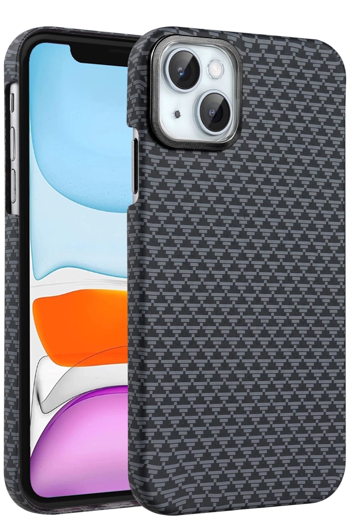 m.tk moveteck-Apple iPhone 13 - 14 Case Kevlar Carbon Look Embossed Textured Pattern Super Thin Magsafe Cover 5