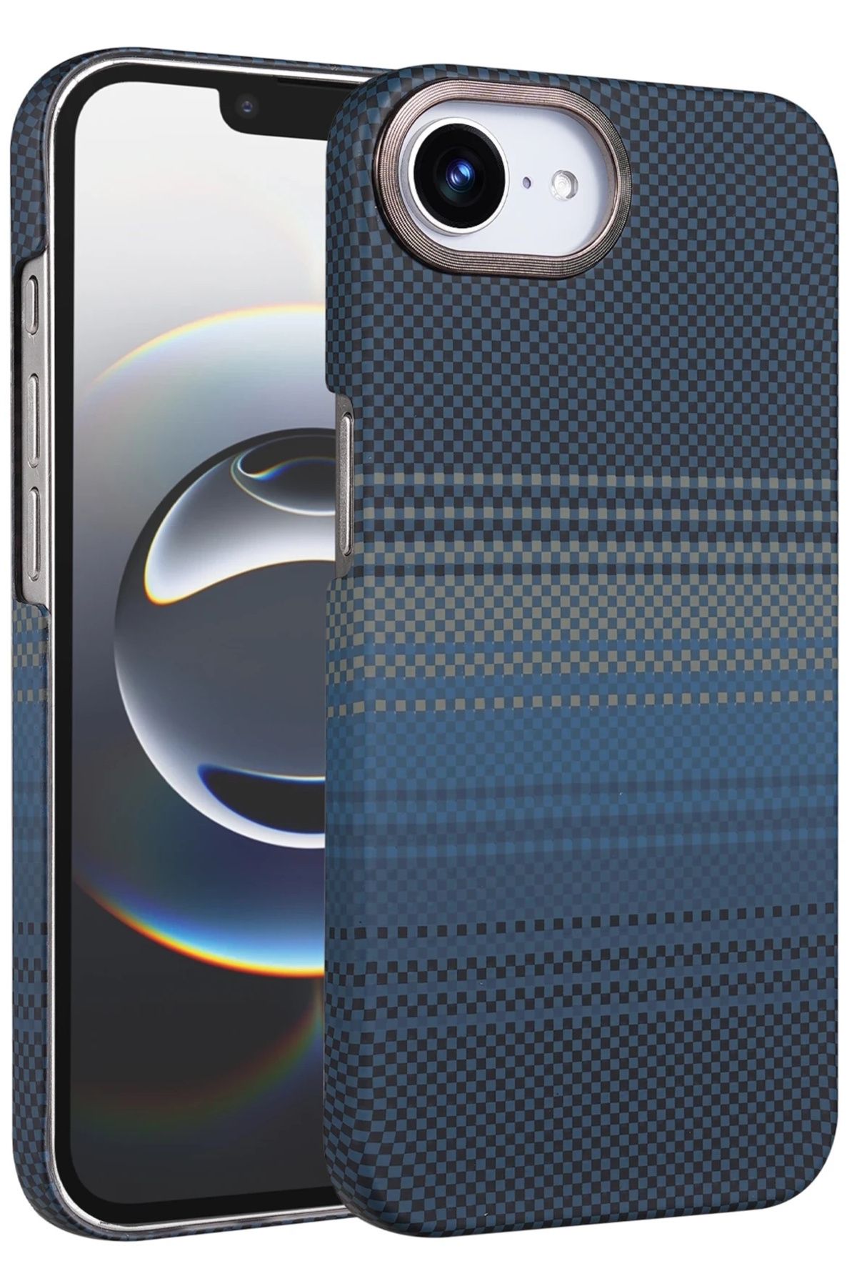 m.tk moveteck-Apple iPhone 16E Case Kevlar Carbon Look Embossed Textured Patterned 0.5m Super Thin Magsafe Cover 5