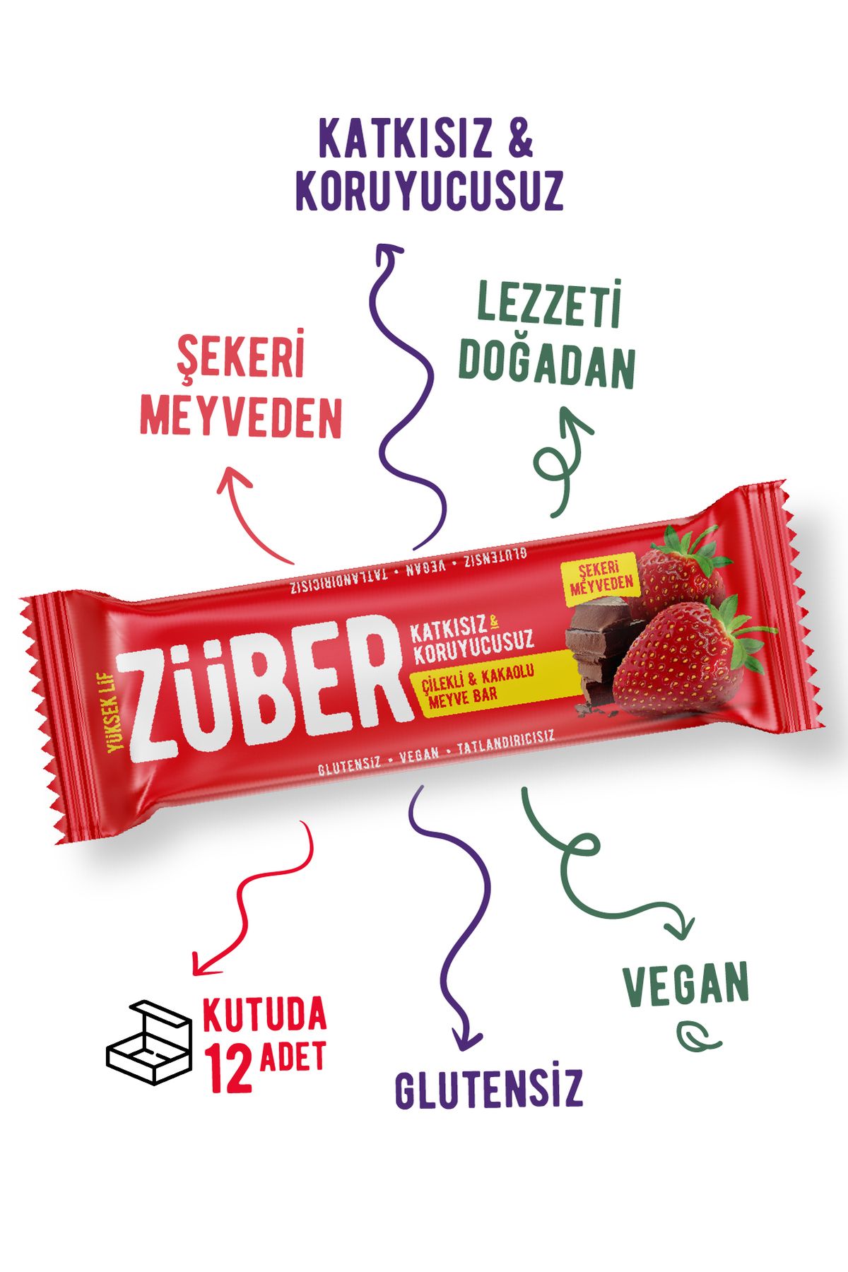 Züber-Strawberry and Cocoa Fruit Bar 40Gr X 12 Pieces 2