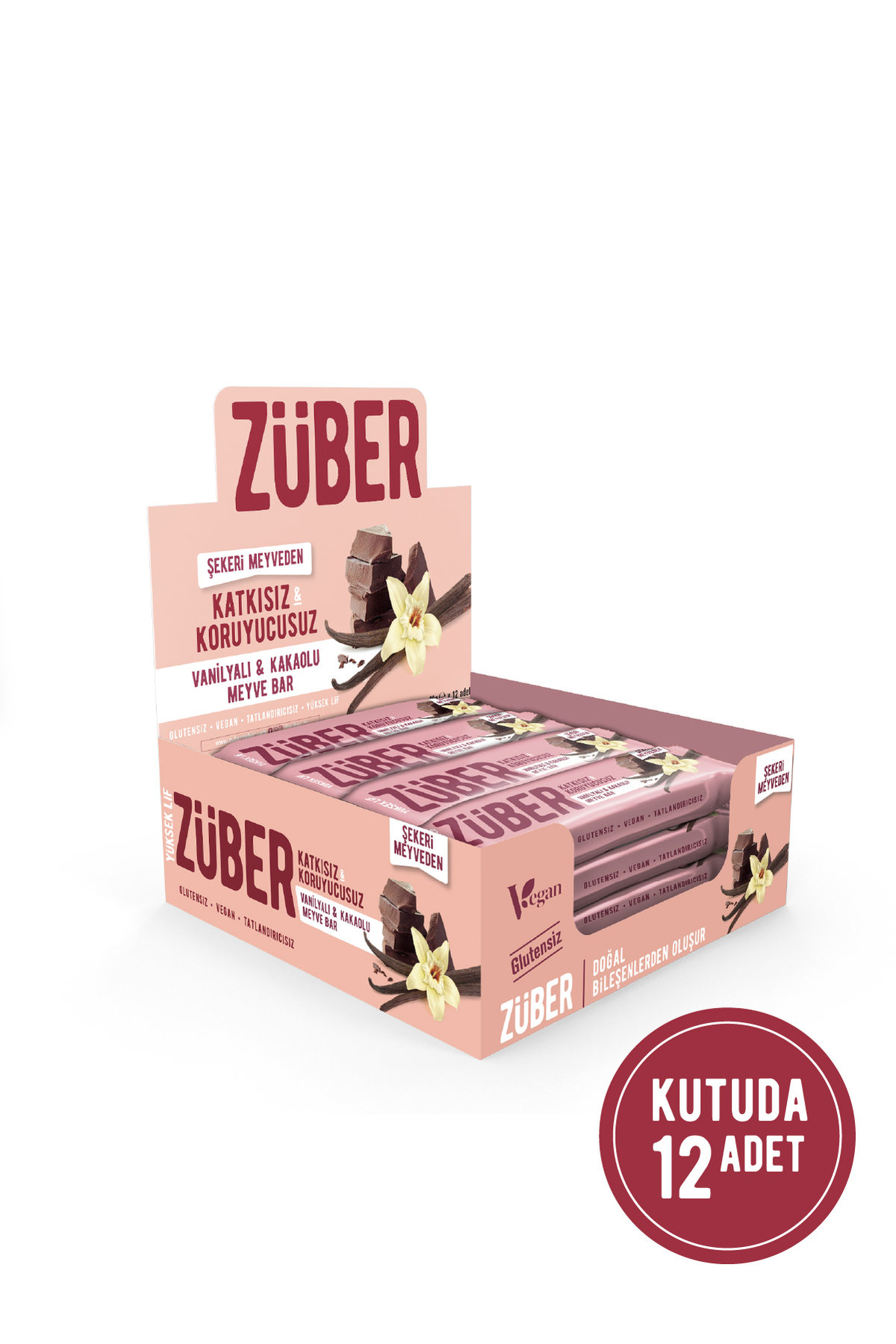 Züber Vanilyalı ve Kakaolu Meyve Bar 40gr  X 12 Adet