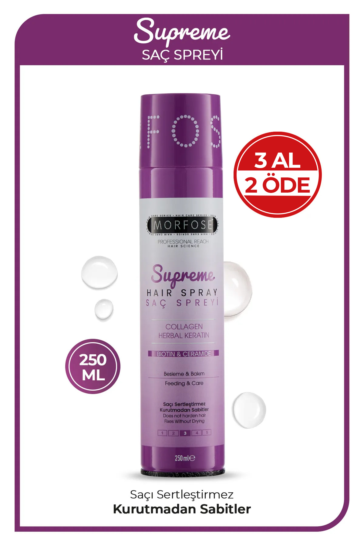 Morfose Supreme Saç Spreyi 250 ml - Kolajen, Bitkisel Keratin, Seramid