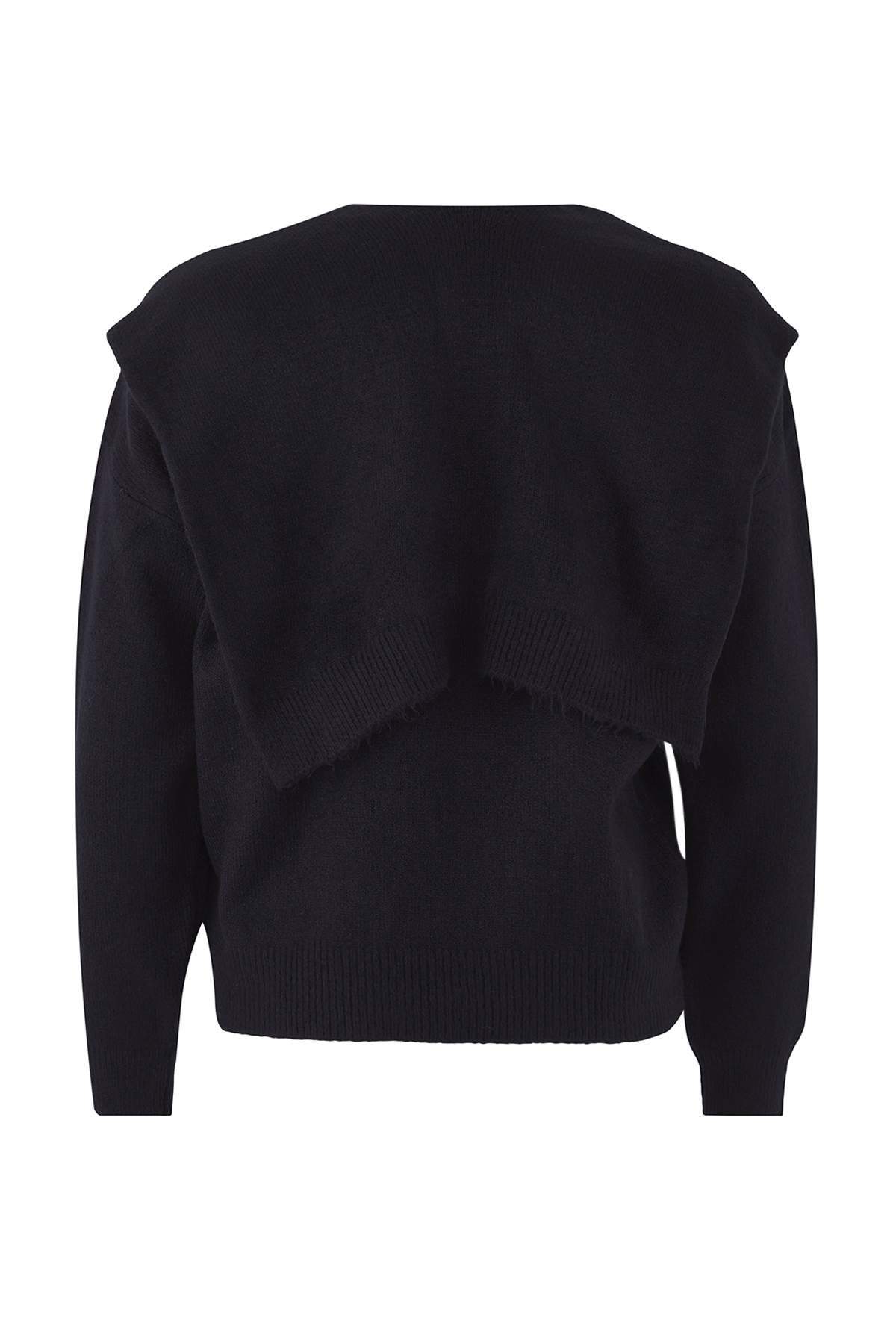 Trendyolmilla  Özel Koleksiyon Lacivert Yumuşak Dokulu Geniş Kalıp Şallı Triko Kazak TWOAW26KZ00166 - Görsel 7