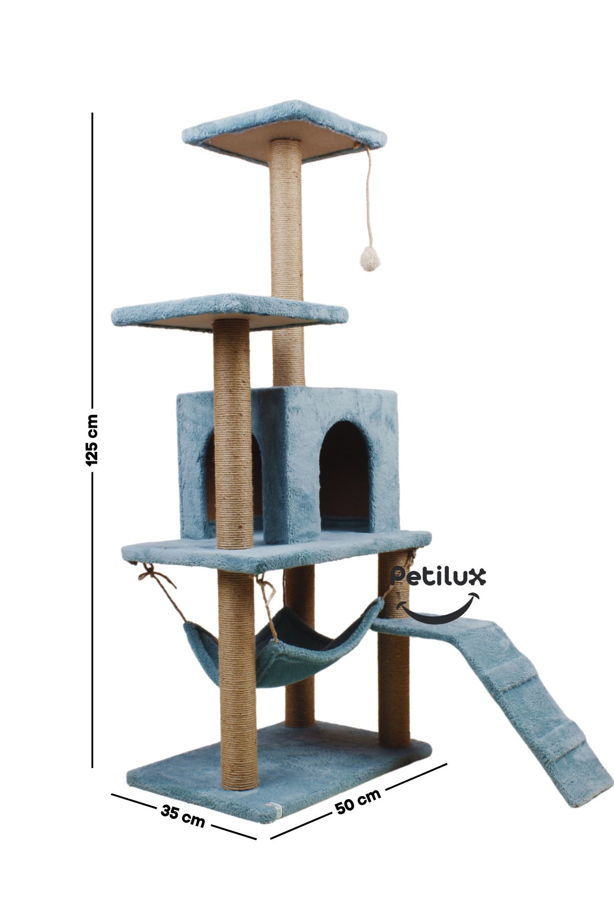 Petilux-Multi-Purpose Multi-Tier Cat Play & Activity House with Rest Hammock Nest Scratching Post 6