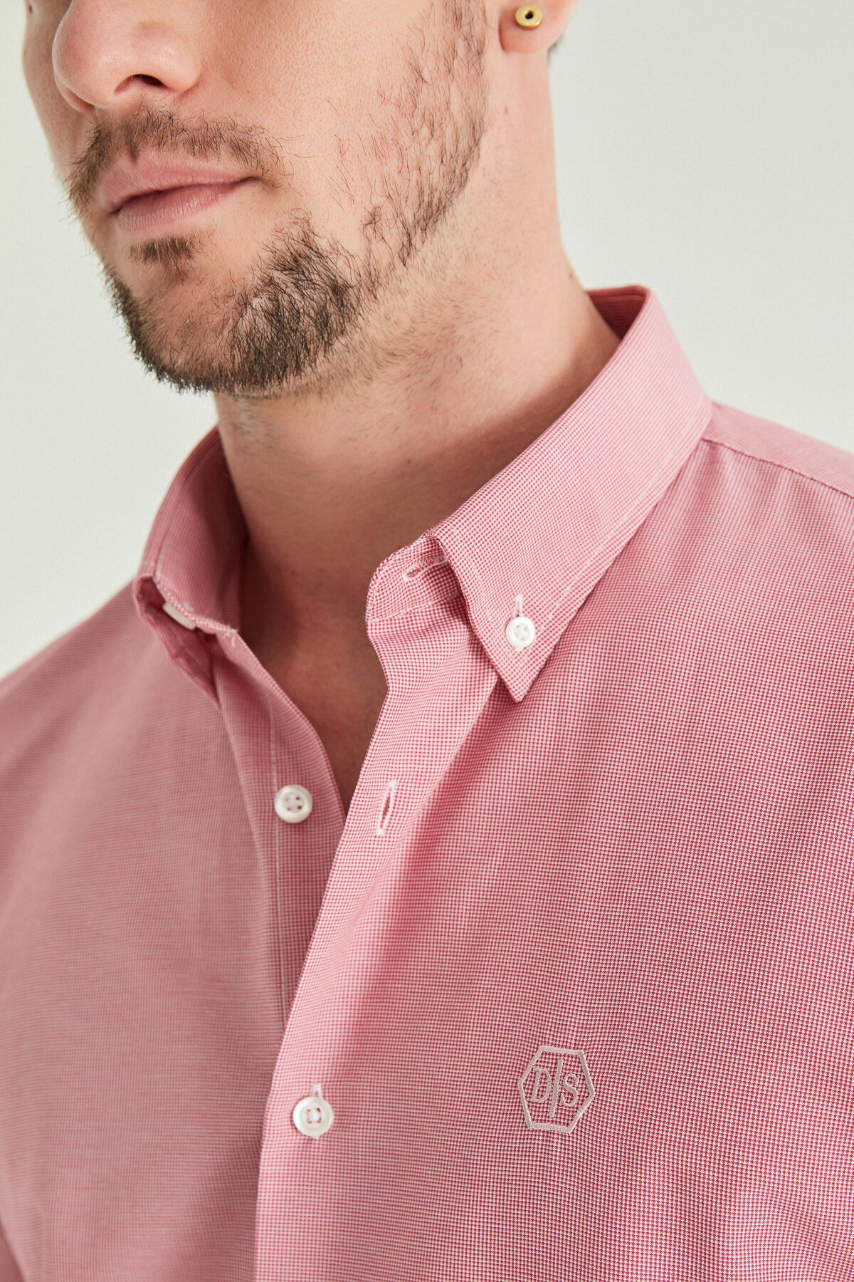 D'S Damat-Cămașă Groom Slim Fit Fuchsia Gingham Ds 3
