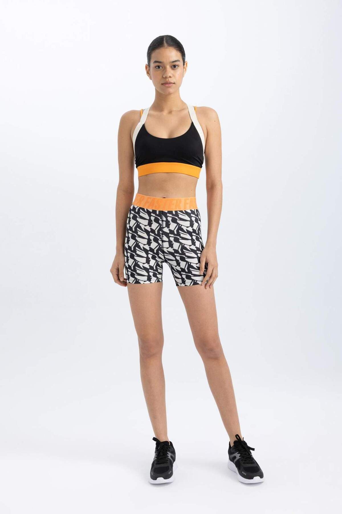 DeFacto-Defactofit Patterned Elastic Waist Biker Sports Leggings B9408Ax24Sm 2